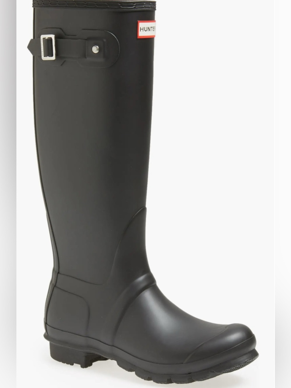 Hunter Original Tall Matte Black Rain Boot with Adjustable Strap - 7